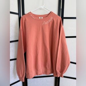 Comfort Colors Lacrosse Embroidered Crewneck Sweatshirt ~ Coral ~ Size Large